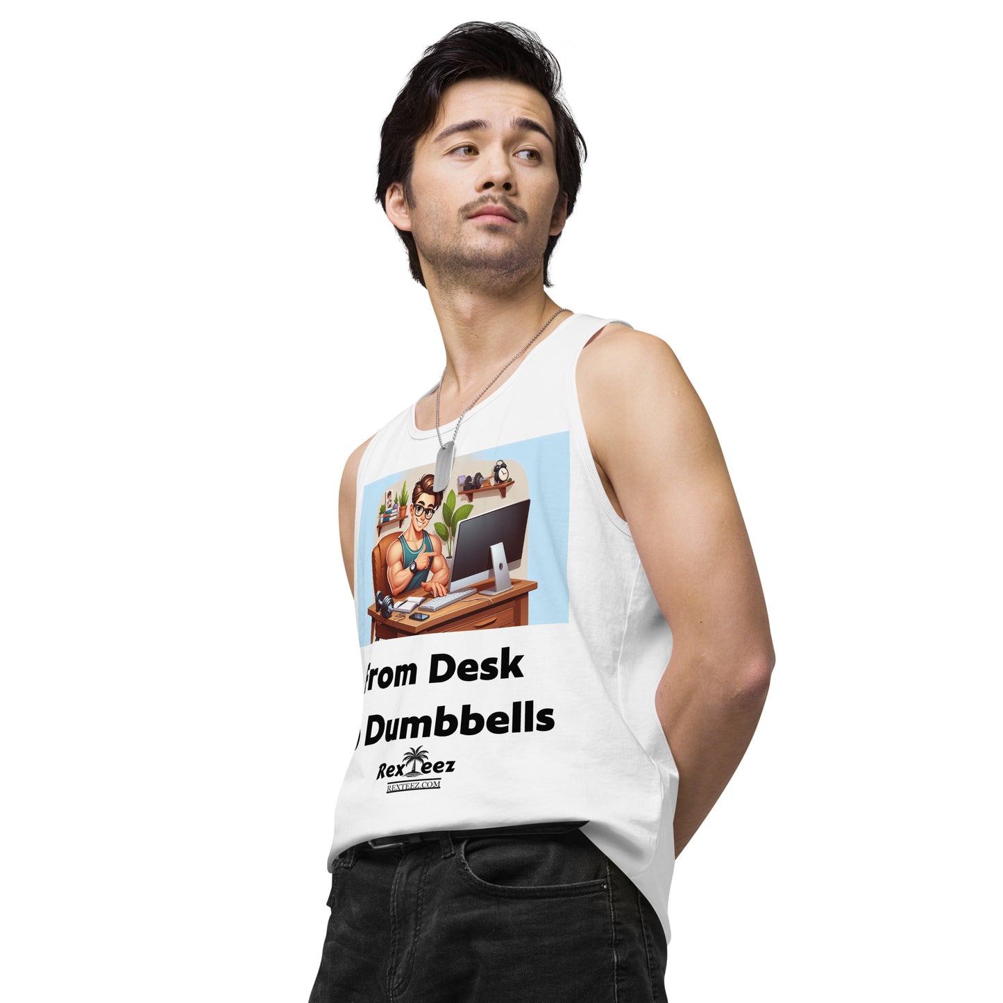 From Desk to Dumbbells Men’s premium tank top